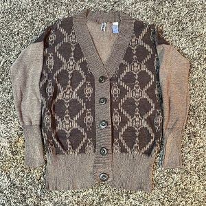 Bke cardigan. Two tone brown. Long sleeve. Medium.